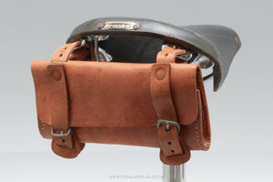 Vintage NOS Brown Tan Leather Saddle Bag - Pedal Pedlar - Buy New Old Stock Cycle Accessories