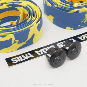 Silva Splash NOS/NIB Classic Yellow/Blue Cork Handlebar Tape - Pedal Pedlar - Buy New Old Stock Bike Parts