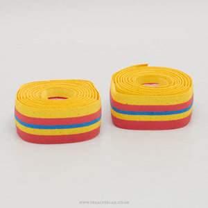 Cinelli Ribbon NOS/NIB Classic Yellow/Red/Blue Cork Handlebar Tape - Pedal Pedlar - Buy New Old Stock Bike Parts