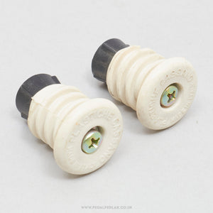 Plastiche Cassano NOS Vintage White Expanding Handlebar End Plugs - Pedal Pedlar - Buy New Old Stock Bike Parts