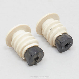 Plastiche Cassano NOS Vintage White Expanding Handlebar End Plugs - Pedal Pedlar - Buy New Old Stock Bike Parts