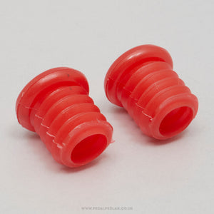 Vintage NOS Red Handlebar End Plugs - Pedal Pedlar - Buy New Old Stock Bike Parts