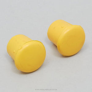 Bluemels NOS Vintage Yellow Handlebar End Plugs - Pedal Pedlar - Buy New Old Stock Bike Parts