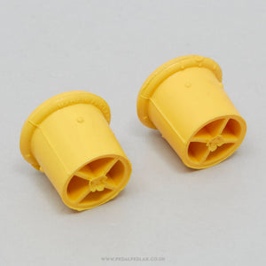 Bluemels NOS Vintage Yellow Handlebar End Plugs - Pedal Pedlar - Buy New Old Stock Bike Parts