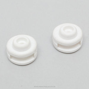 REG NOS Vintage White Toe Strap End Buttons - Pedal Pedlar - Buy New Old Stock Bike Parts