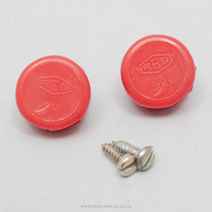 REG NOS Vintage Red Toe Strap End Buttons - Pedal Pedlar - Buy New Old Stock Bike Parts