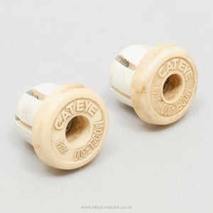 Cateye Model-300 Vintage Off-White Expanding Handlebar End Plugs - Pedal Pedlar - Bike Parts For Sale