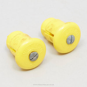 Milremo Vintage Yellow Expanding Handlebar End Plugs - Pedal Pedlar - Bike Parts For Sale