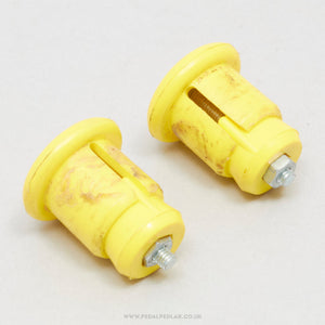 Milremo Vintage Yellow Expanding Handlebar End Plugs - Pedal Pedlar - Bike Parts For Sale