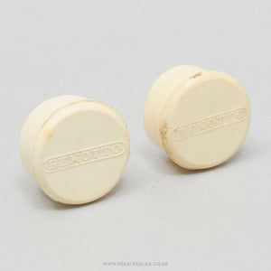 Benotto Vintage White Handlebar End Caps - Pedal Pedlar - Bike Parts For Sale