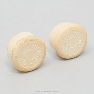 Cinelli Milano Early Version Vintage White Handlebar End Caps - Pedal Pedlar - Bike Parts For Sale