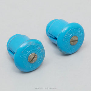 Milremo Vintage Blue Expanding Handlebar End Plugs - Pedal Pedlar - Bike Parts For Sale