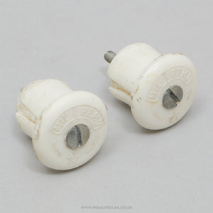 Milremo Vintage White Expanding Handlebar End Plugs - Pedal Pedlar - Bike Parts For Sale