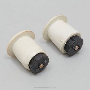 Plastiche Cassano Vintage White Expanding Handlebar End Plugs - Pedal Pedlar - Bike Parts For Sale