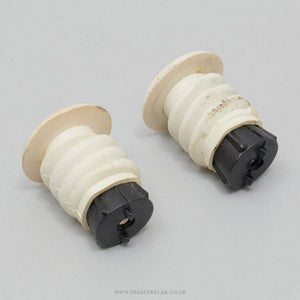 Plastiche Cassano Vintage White Expanding Handlebar End Plugs - Pedal Pedlar - Bike Parts For Sale