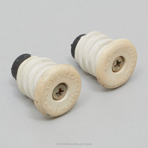 Plastiche Cassano Vintage White Expanding Handlebar End Plugs - Pedal Pedlar - Bike Parts For Sale