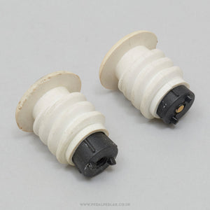 Plastiche Cassano Vintage White Expanding Handlebar End Plugs - Pedal Pedlar - Bike Parts For Sale