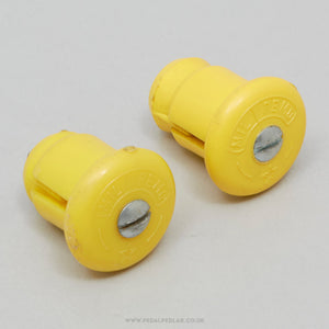 Milremo Vintage Yellow Expanding Handlebar End Plugs - Pedal Pedlar - Bike Parts For Sale