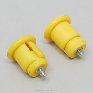 Milremo Vintage Yellow Expanding Handlebar End Plugs - Pedal Pedlar - Bike Parts For Sale