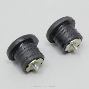 Fujita Vintage Black Expanding Handlebar End Plugs - Pedal Pedlar - Bike Parts For Sale