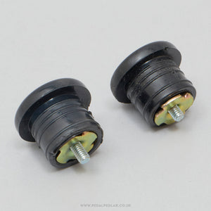 Fujita Vintage Black Expanding Handlebar End Plugs - Pedal Pedlar - Bike Parts For Sale