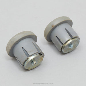 Cateye Model-300 Vintage Grey Expanding Handlebar End Plugs - Pedal Pedlar - Bike Parts For Sale