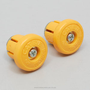 Cateye Model-300 Vintage Orange Expanding Handlebar End Plugs - Pedal Pedlar - Bike Parts For Sale