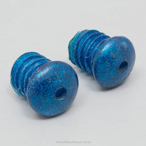 O.G.K. Vintage Blue Sparkle Handlebar End Plugs - Pedal Pedlar - Bike Parts For Sale