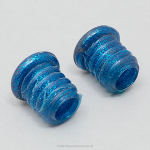 O.G.K. Vintage Blue Sparkle Handlebar End Plugs - Pedal Pedlar - Bike Parts For Sale