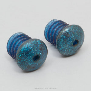 O.G.K. Vintage Blue Sparkle Handlebar End Plugs - Pedal Pedlar - Bike Parts For Sale