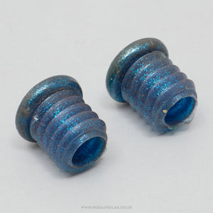 O.G.K. Vintage Blue Sparkle Handlebar End Plugs - Pedal Pedlar - Bike Parts For Sale