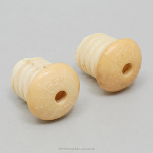 GEM Vintage White Handlebar End Plugs - Pedal Pedlar - Bike Parts For Sale