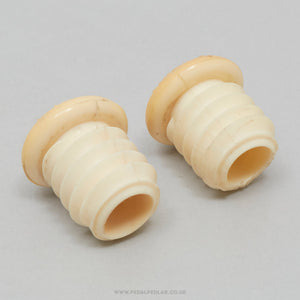 GEM Vintage White Handlebar End Plugs - Pedal Pedlar - Bike Parts For Sale