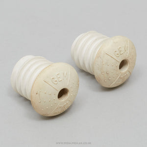 GEM Vintage White Handlebar End Plugs - Pedal Pedlar - Bike Parts For Sale