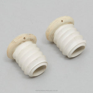 GEM Vintage White Handlebar End Plugs - Pedal Pedlar - Bike Parts For Sale