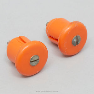 Vintage Orange Expanding Handlebar End Plugs - Pedal Pedlar - Bike Parts For Sale