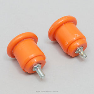 Vintage Orange Expanding Handlebar End Plugs - Pedal Pedlar - Bike Parts For Sale