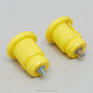 Vintage Yellow Expanding Handlebar End Plugs - Pedal Pedlar - Bike Parts For Sale