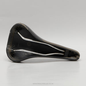 Selle Italia Turbo c.1987 Vintage Black Leather Saddle - Pedal Pedlar - Bike Parts For Sale