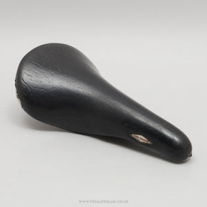 Selle San Marco Rolls c.1987 Classic Black Leather Saddle - Pedal Pedlar - Bike Parts For Sale