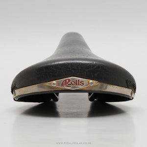 Selle San Marco Rolls c.1987 Classic Black Leather Saddle - Pedal Pedlar - Bike Parts For Sale