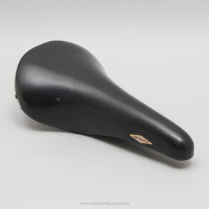 Selle San Marco Rolls Titanio c.1998 Classic Black Leather Saddle - Pedal Pedlar - Bike Parts For Sale