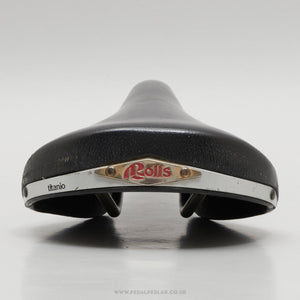 Selle San Marco Rolls Titanio c.1998 Classic Black Leather Saddle - Pedal Pedlar - Bike Parts For Sale