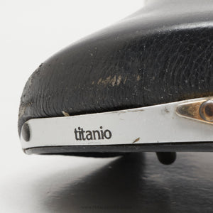 Selle San Marco Rolls Titanio c.1998 Classic Black Leather Saddle - Pedal Pedlar - Bike Parts For Sale